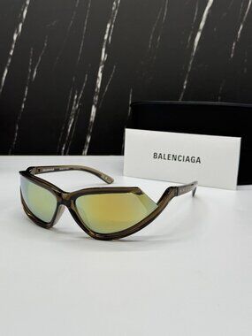 NEW BALENCIAGA BB0289S 003 BROWN GEOMETRIC UNISEX SUNGLASSES BALENCIAGA EYEWEAR
